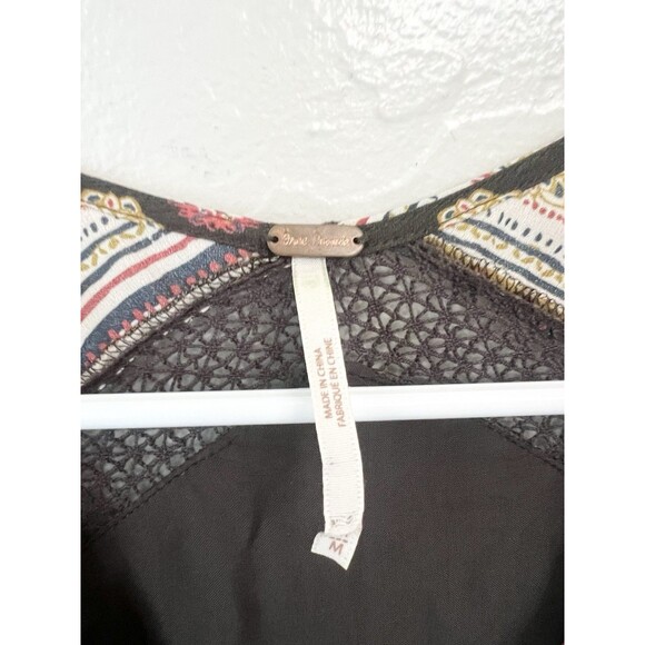 Free People Rain Or Shine Tunic Dress Poppy Combo Black Floral Longsleeve Boho M - Picture 5 of 10